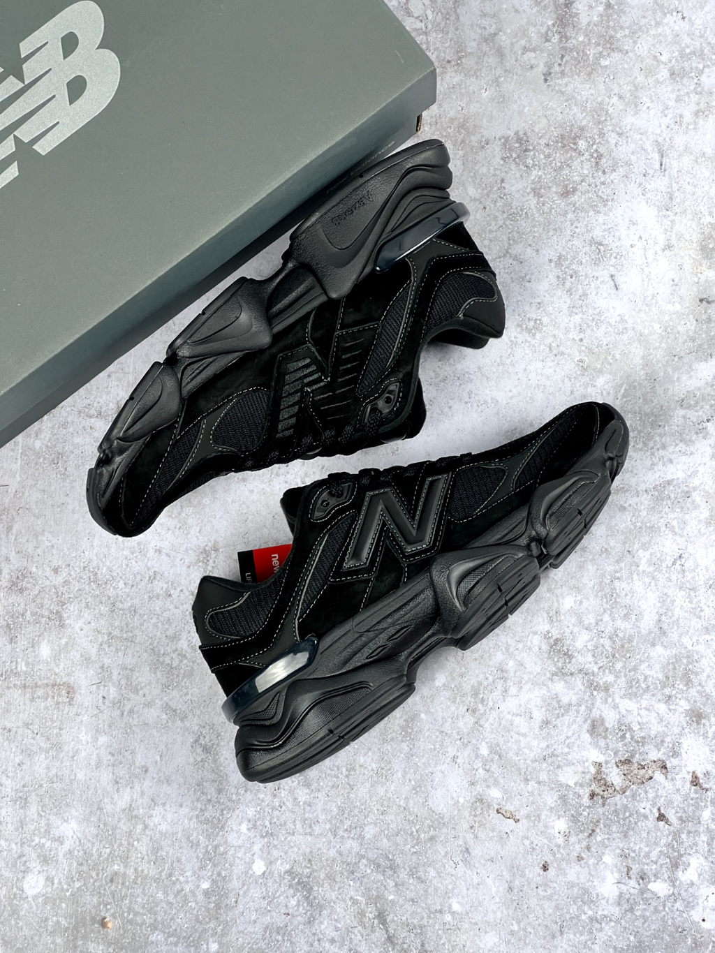 New Balance 9060 Men Running Shoe Triple Black Suede | Free Next Day Delivery