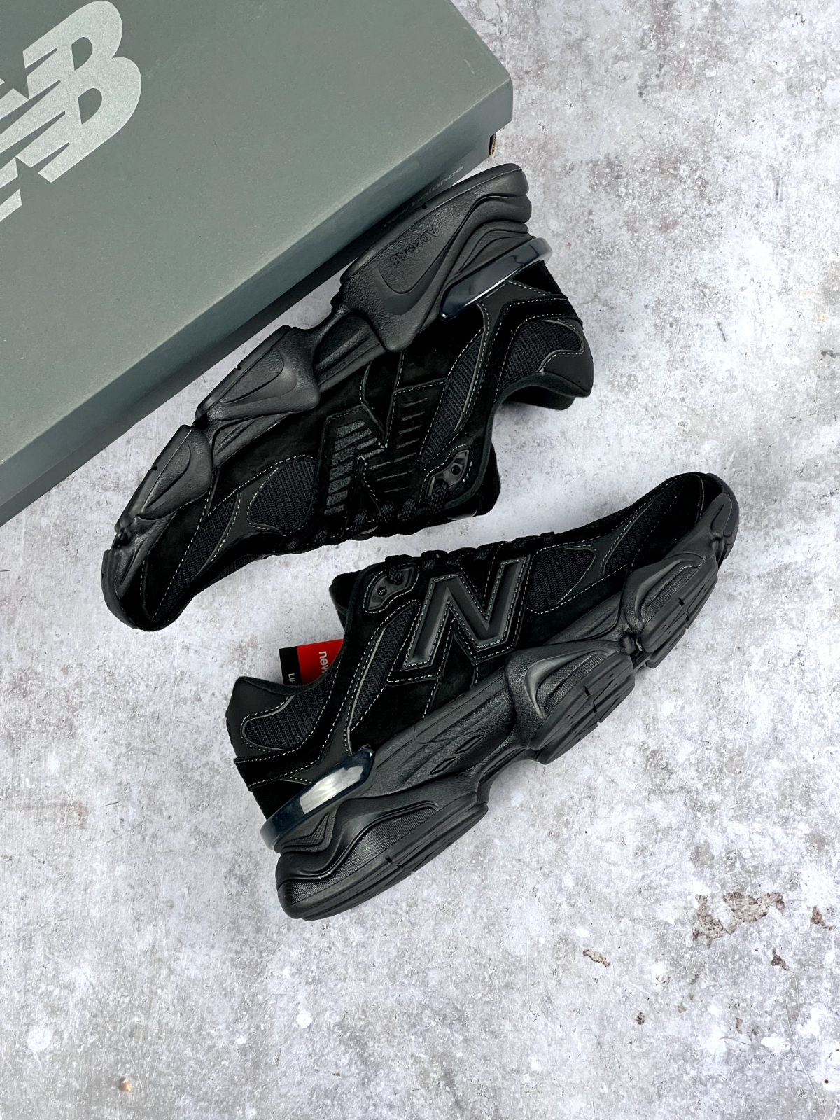 New Balance 9060 Men Running Shoe Triple Black Suede | Free Next Day Delivery