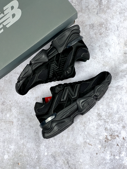 New Balance 9060 Men Running Shoe Triple Black Suede | Free Next Day Delivery