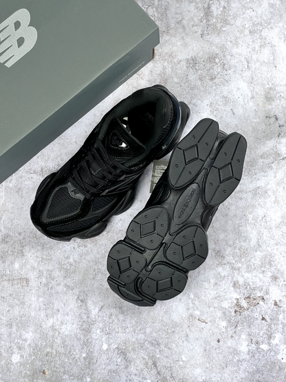 New Balance 9060 Men Running Shoe Triple Black Suede | Free Next Day Delivery