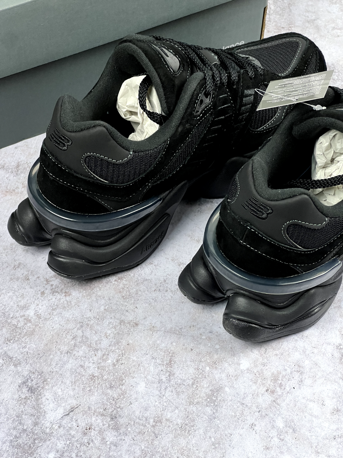 New Balance 9060 Men Running Shoe Triple Black Suede | Free Next Day Delivery