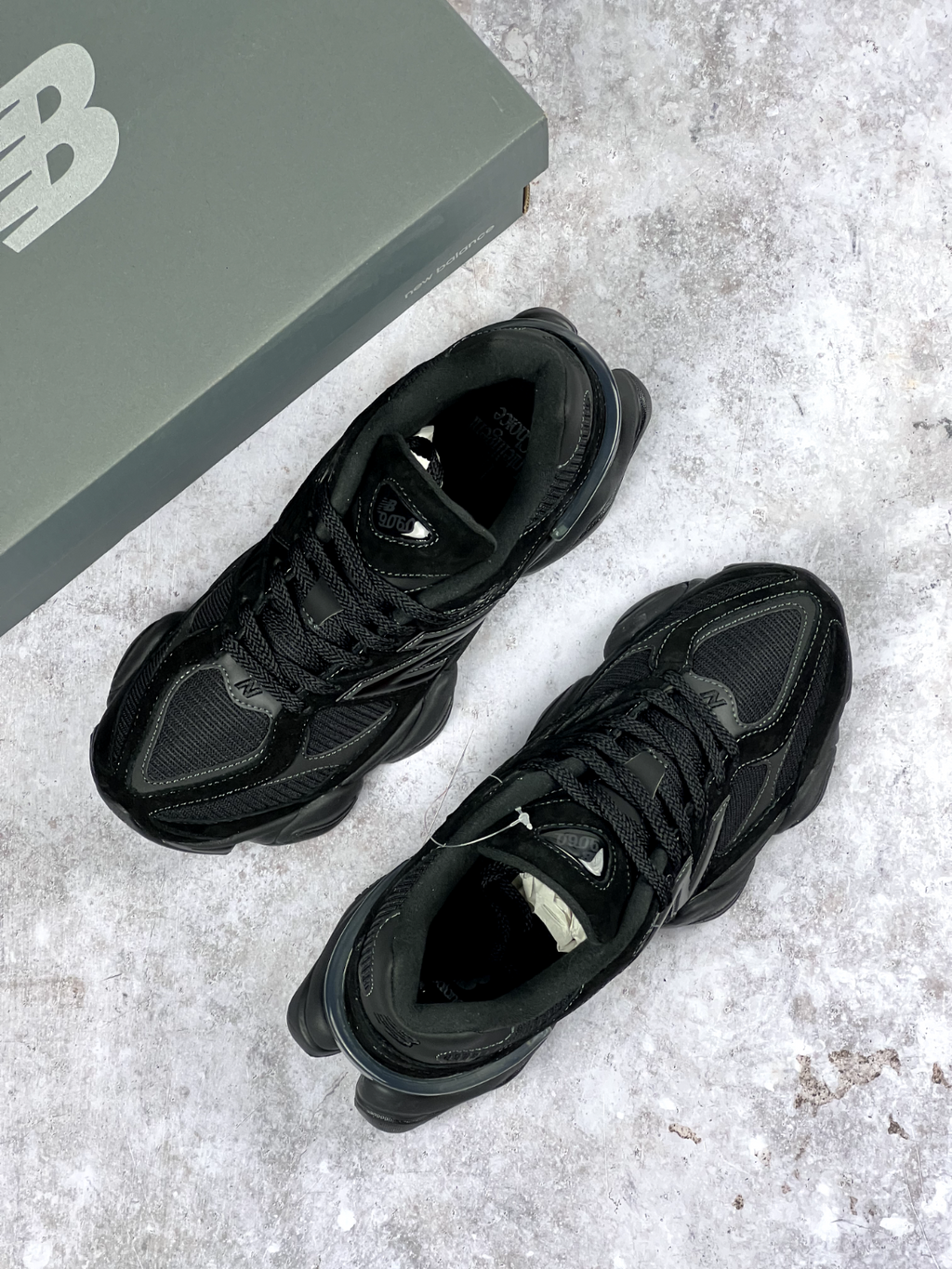 New Balance 9060 Men Running Shoe Triple Black Suede | Free Next Day Delivery