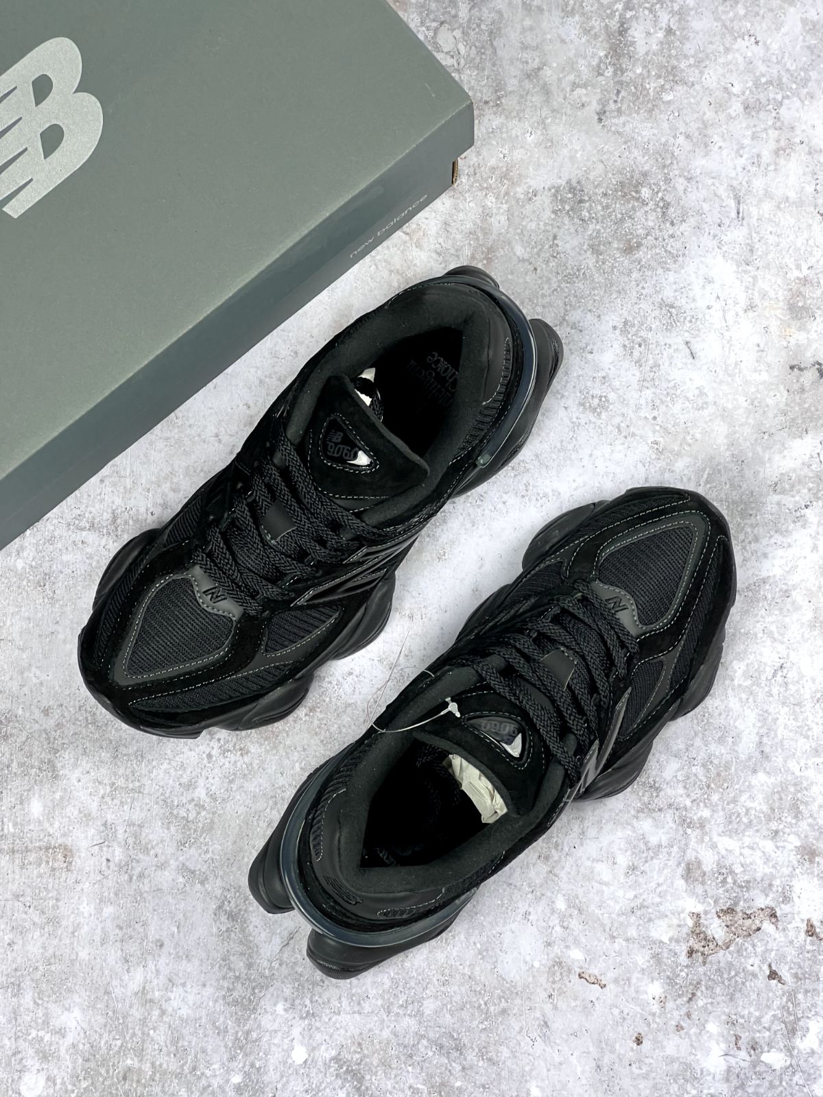 New Balance 9060 Men Running Shoe Triple Black Suede | Free Next Day Delivery