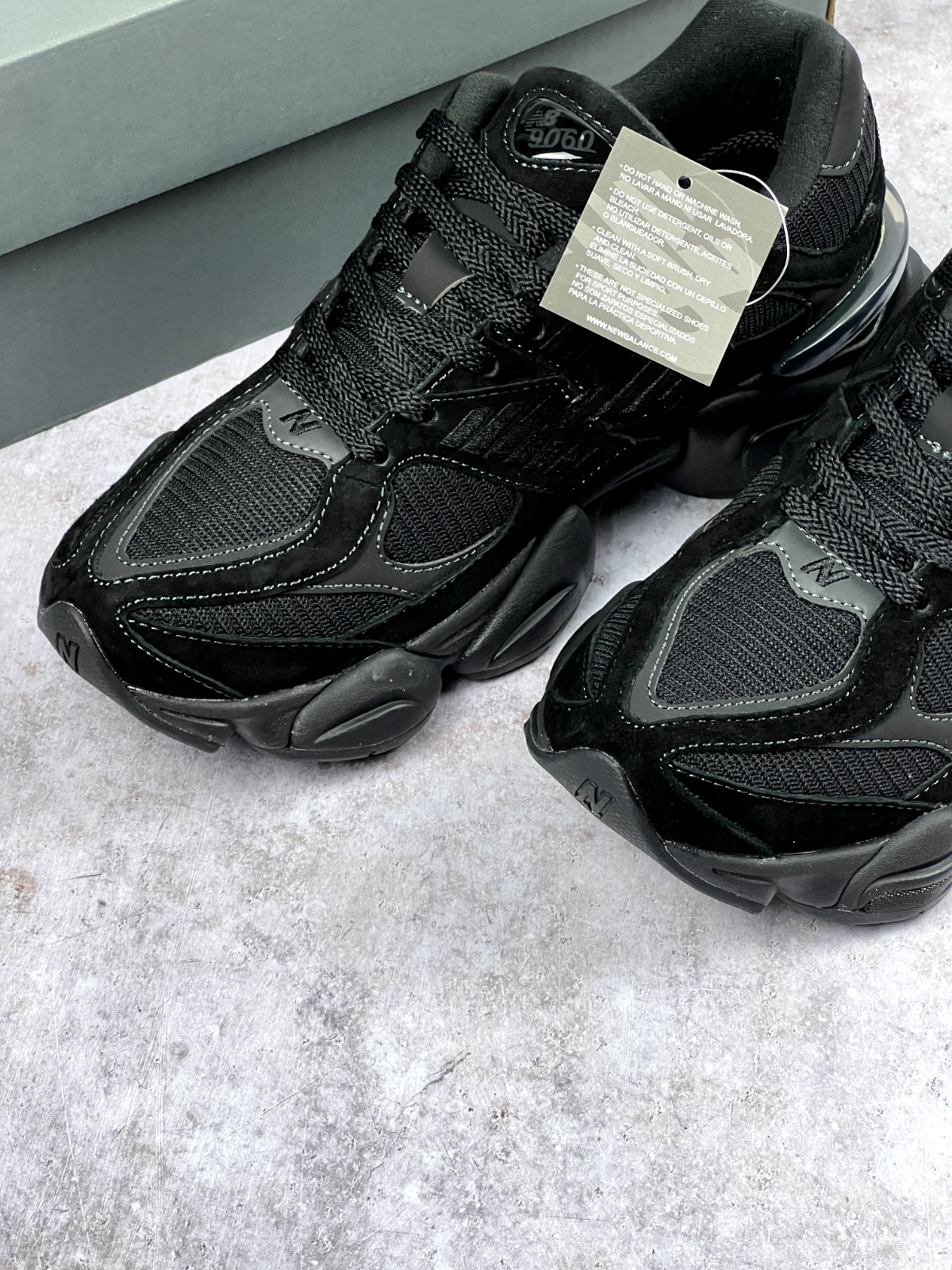 New Balance 9060 Men Running Shoe Triple Black Suede | Free Next Day Delivery